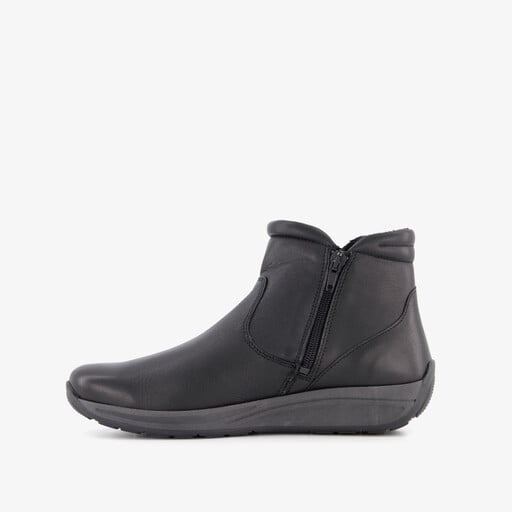 Leren dames enkellaarsjes zwart