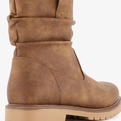 Gevoerde dames enkellaarsjes cognac