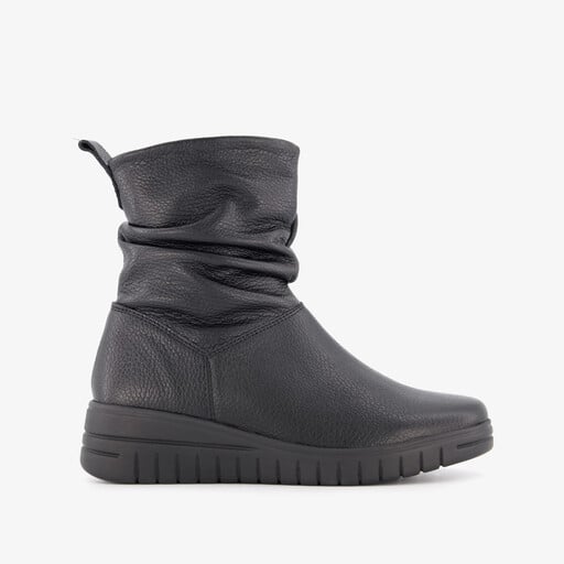 Leren dames enkellaarsjes zwart