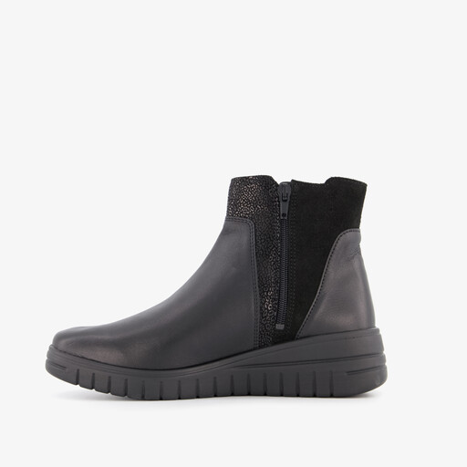 Leren dames enkellaarsjes zwart