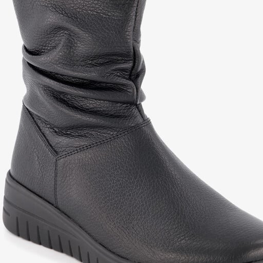 Leren dames enkellaarsjes zwart