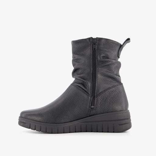 Leren dames enkellaarsjes zwart