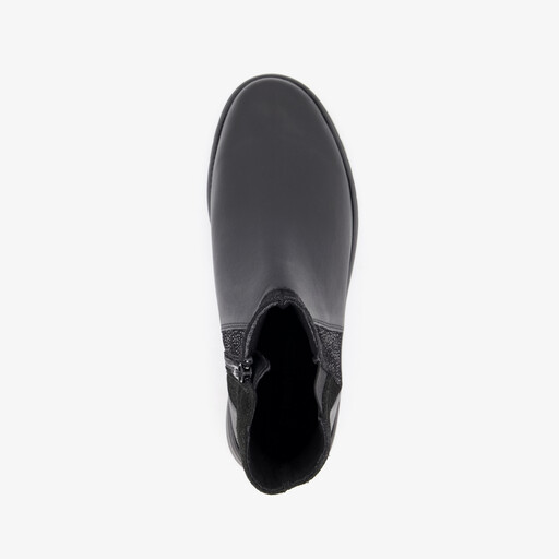 Leren dames enkellaarsjes zwart