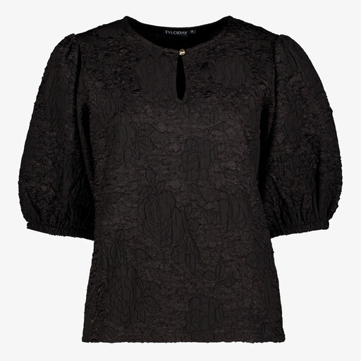 Dames top met bloemenpatroon zwart