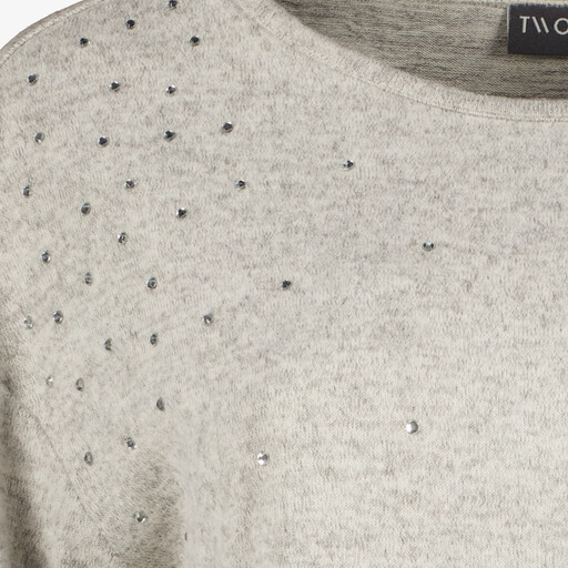 Dames trui met strass steentjes grijs