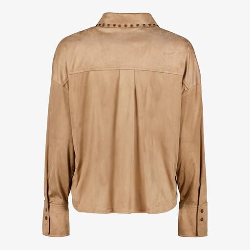 Dames blouse met studs camel