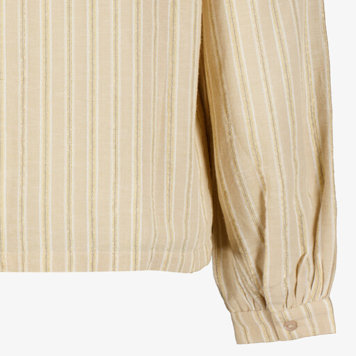 Dames blouse met lurex strepen beige