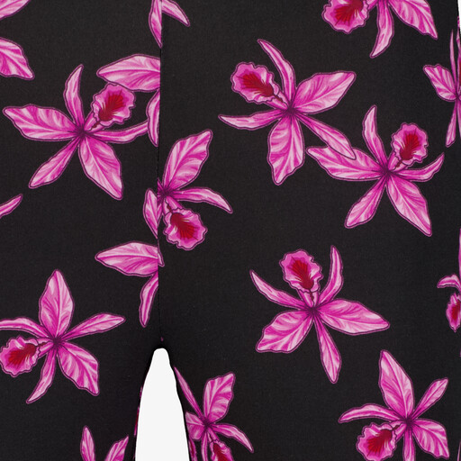 Dames flared broek bruin met bloemenprint zwart