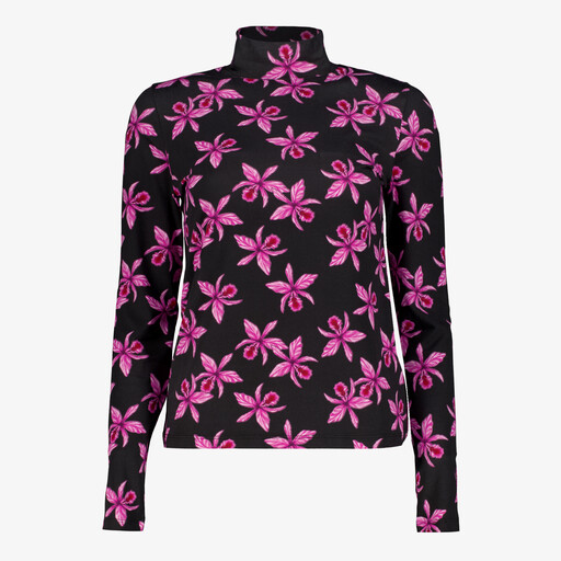 Dames coltrui met bloemen zwart roze