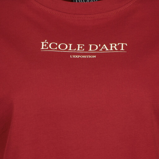 Dames T-shirt met backprint bordeauxrood