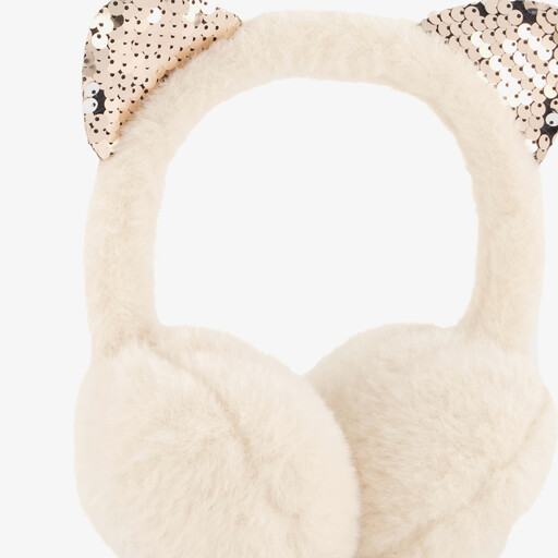 Meisjes oorwarmers met oortjes beige