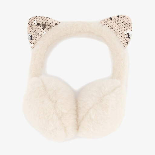 Meisjes oorwarmers met oortjes beige