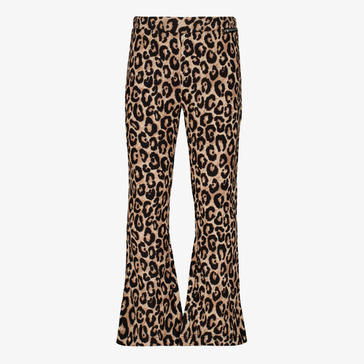 Meisjes flared broek met luipaardprint