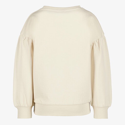 Meisjes sweater met tekst en pailletjes beige