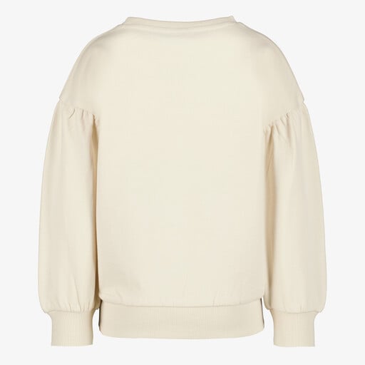 Meisjes sweater met tekst en pailletjes beige