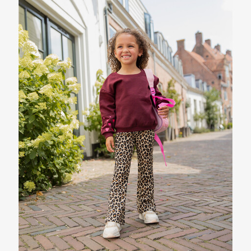 Meisjes sweater met hartjes bordeaux rood