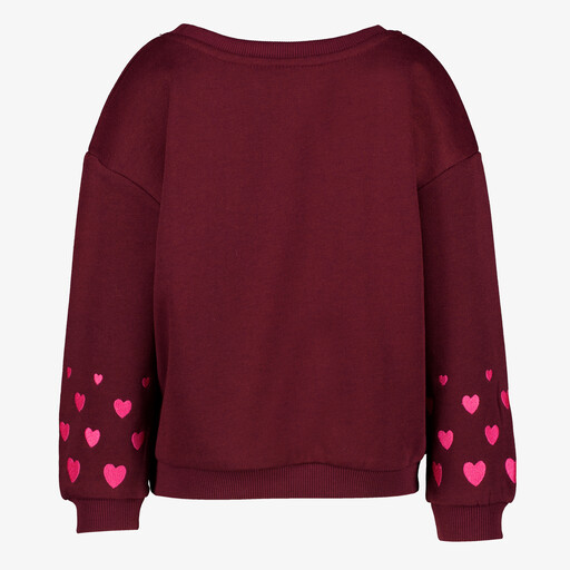 Meisjes sweater met hartjes bordeaux rood