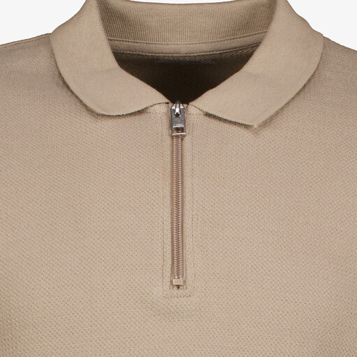 Heren polo shirt met lange mouwen beige