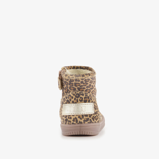 Suède meisjes boots met panterprint bruin