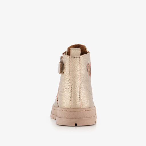 Leren meisjes veterboots met hartje goud