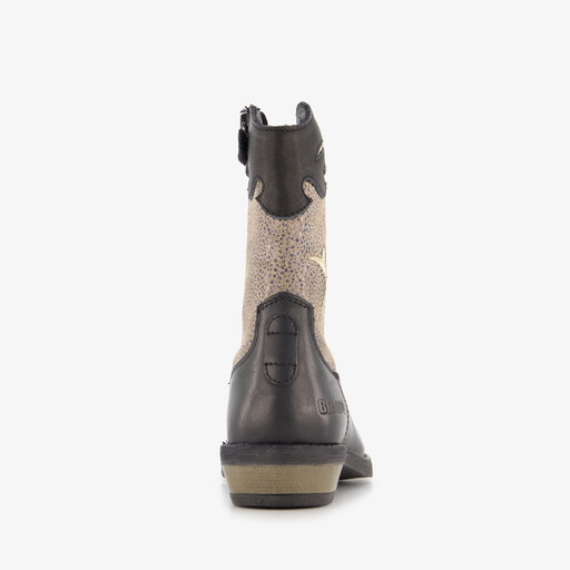 Leren meisjes western boots zwart