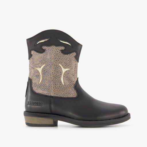 Leren meisjes western boots zwart