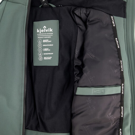 Gewatteerde dames softshell jas groen