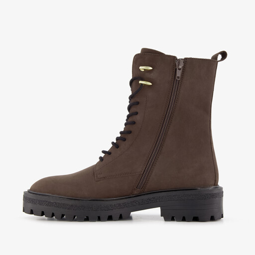 Leren dames veterboots bruin