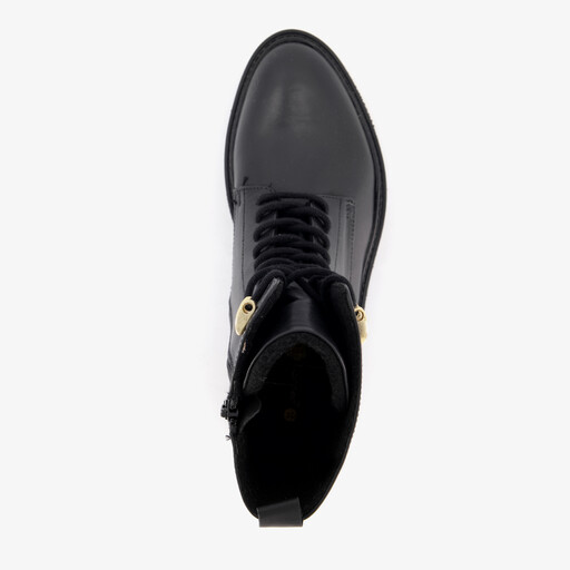 Leren dames veterboots zwart