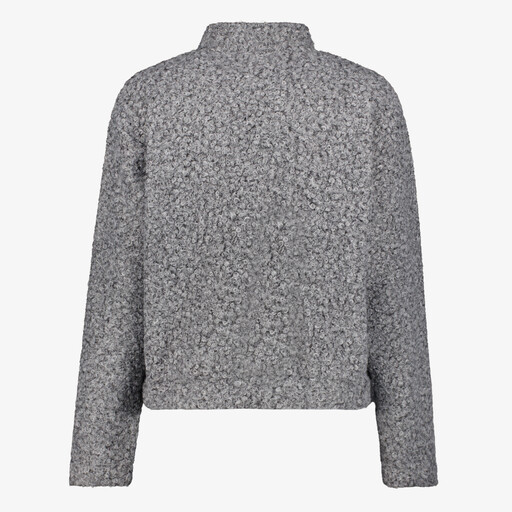 Dames bouclé bomber jas grijs