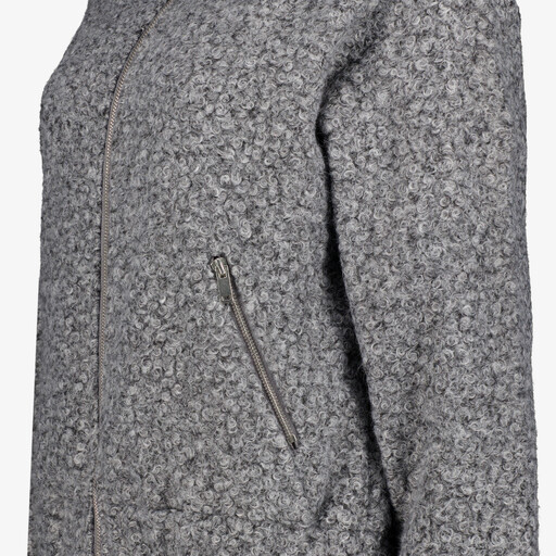 Dames bouclé bomber jas grijs