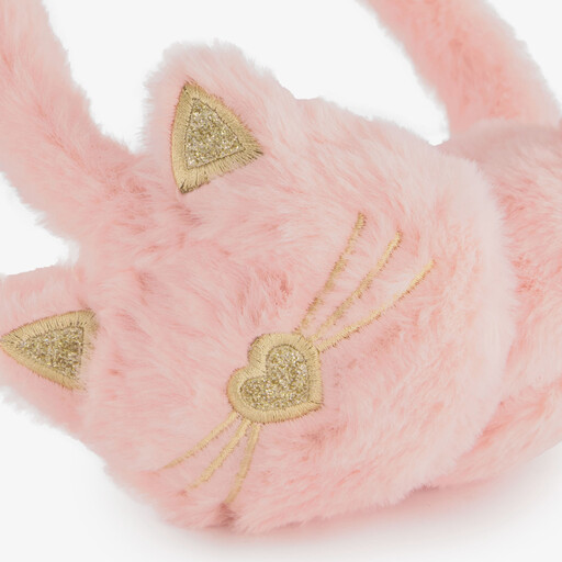 Meisjes oorwarmers met kattenkopjes roze
