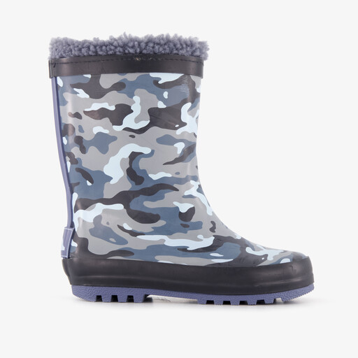 Gevoerde kinder regenlaarzen camouflage blauw