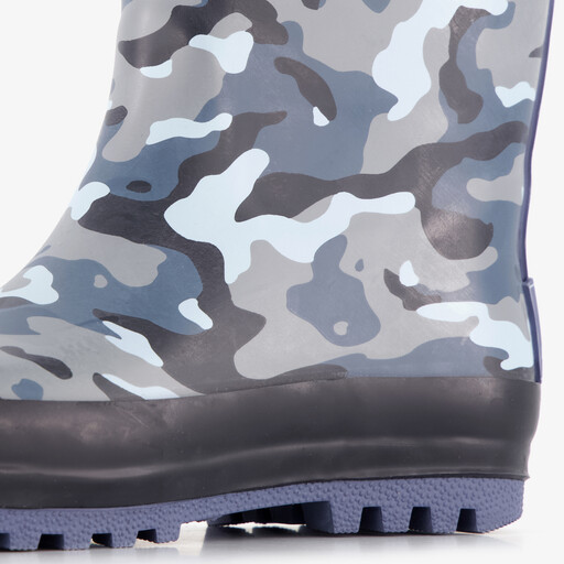 Gevoerde kinder regenlaarzen camouflage blauw