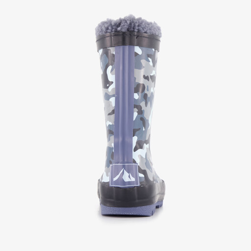 Gevoerde kinder regenlaarzen camouflage blauw