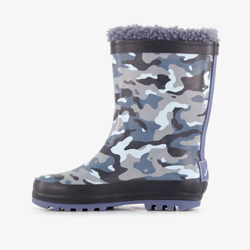 Gevoerde kinder regenlaarzen camouflage blauw