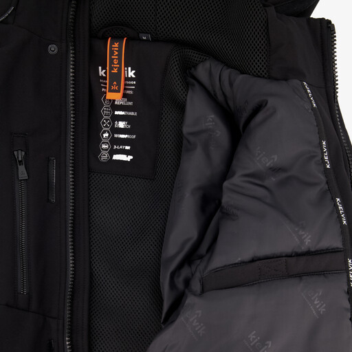 Padded heren softshell jas zwart