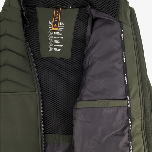 Gewatteerde heren softshell jas groen