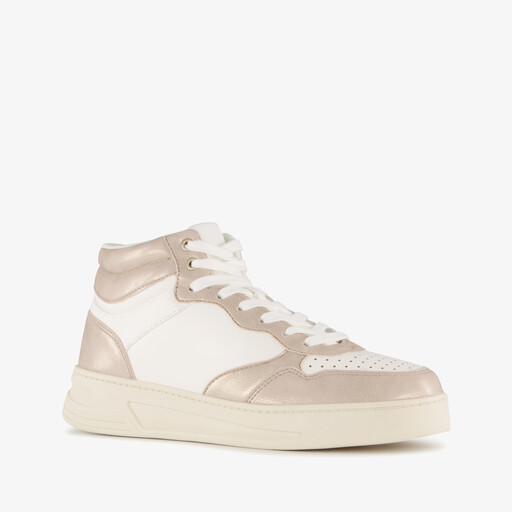 Hoge dames sneakers goud wit