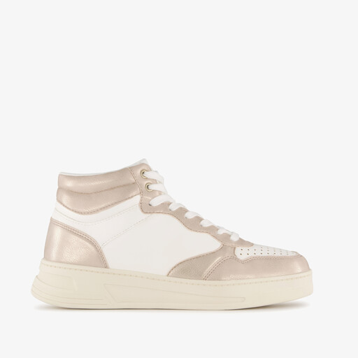 Hoge dames sneakers goud wit