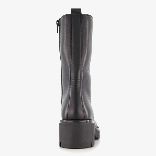 Leren dames veterboots zwart