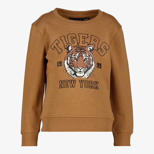 Jongens sweater met tijgerkop bruin