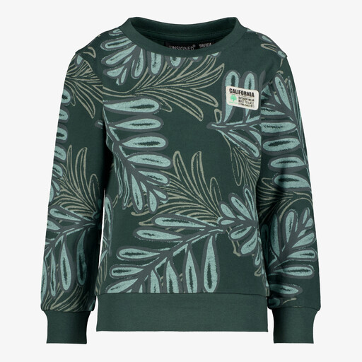 Jongens sweater met bladerenprint groen