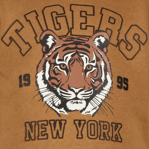 Jongens sweater met tijgerkop bruin