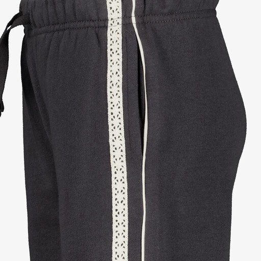 Meisjes wide leg broek met kanten biezen grijs