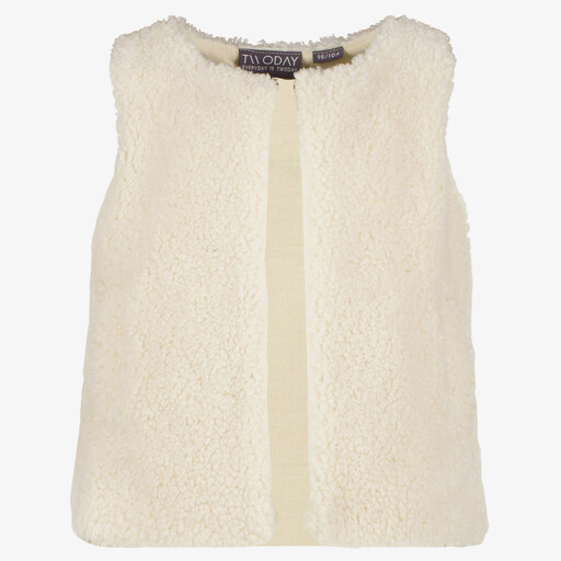 Meisjes teddy gilet beige