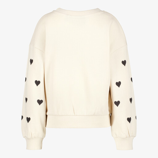 Meisjes sweater met hartjes beige