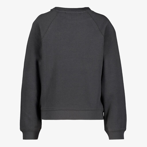 Meisjes sweater met tekst en strikje grijs