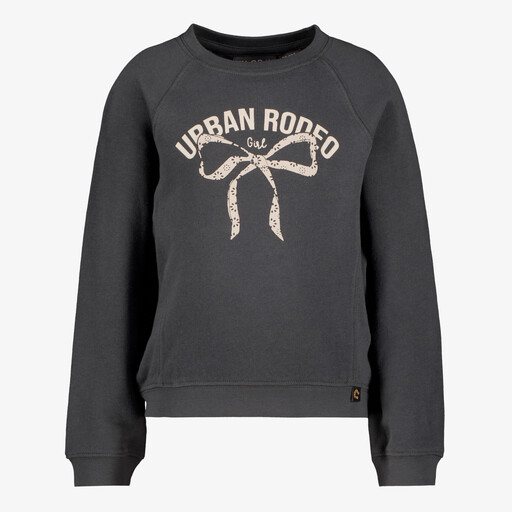 Meisjes sweater met tekst en strikje grijs