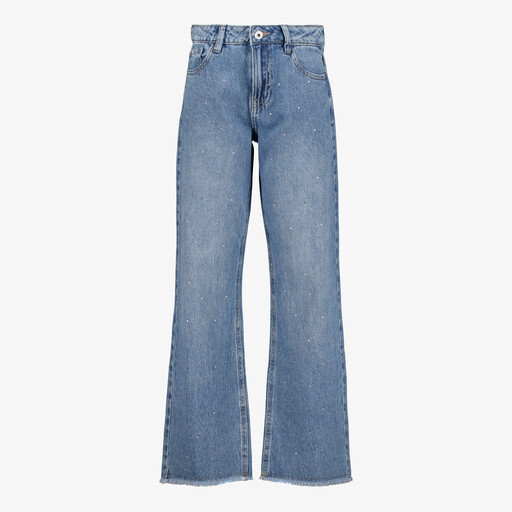 Meisjes jeans met strass steentjes en wijde pijpen